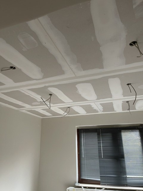 Verspachtelte Trockenbaudecke